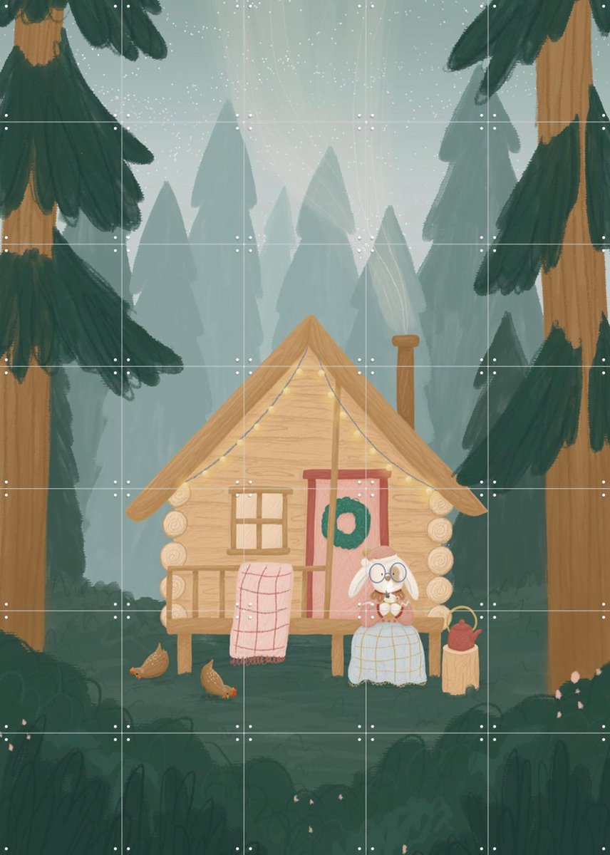 IXXI Winter Forest, Studio Phie - 100 x 140 cm - Gratis ophangtool - Grote wanddecoratie en posters - Fantasierijk, Illustraties, Speels, Babykamer