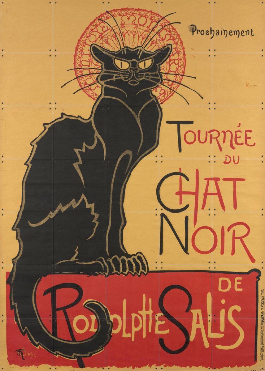 IXXI Le Chat Noir (1896), Théophile Alexandre Steinlen & Van Gogh Museum - 100 x 140 cm - Gratis ophangtool - Grote wanddecoratie en posters -