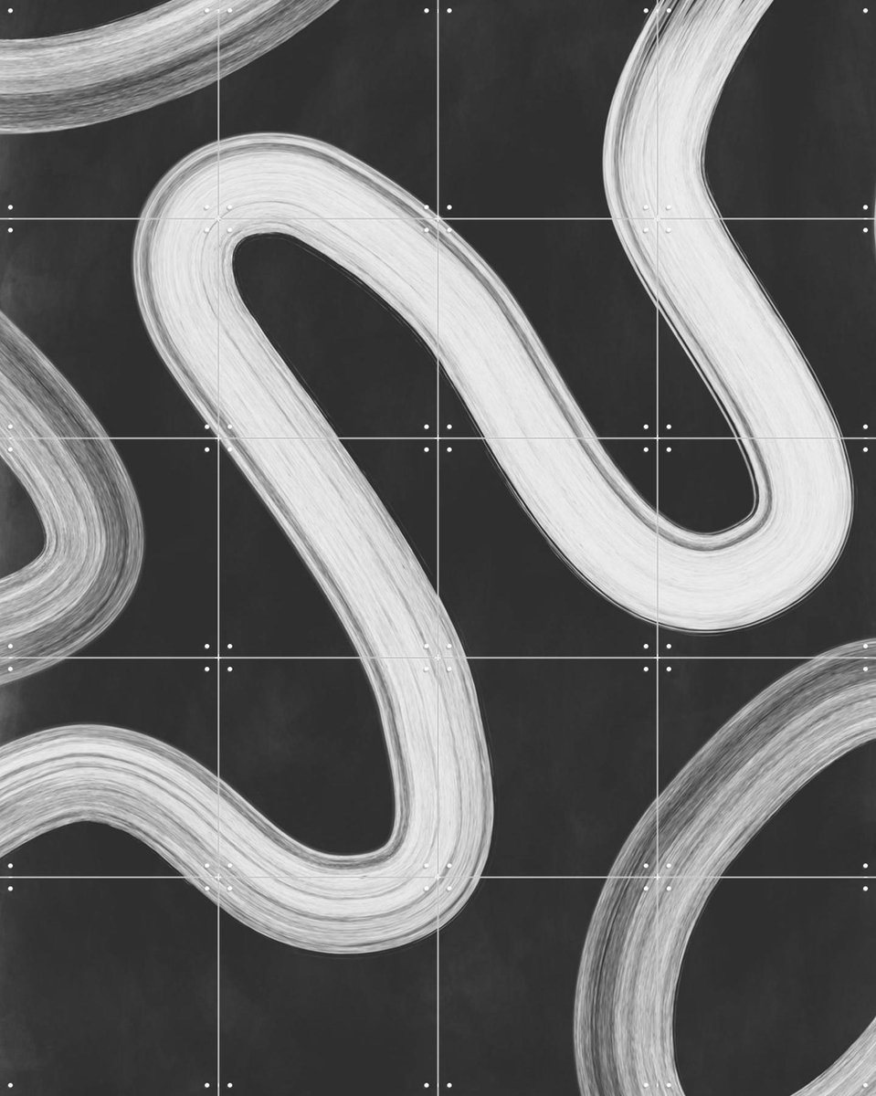 IXXI Black & white 42, Elena Ristova & Various - 80 x 100 cm - Gratis ophangtool - Grote wanddecoratie en posters - Abstract, Line art, Kwaststreken