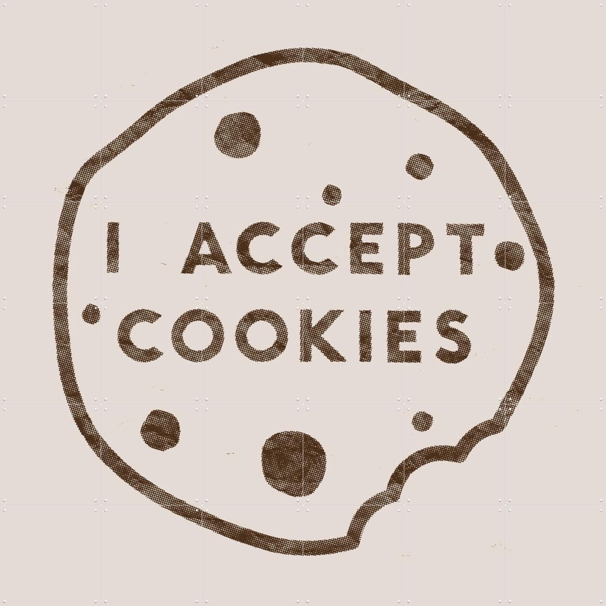 IXXI I accept Cookies, Florent Bodart - 120 x 120 cm - Gratis ophangtool - Grote wanddecoratie en posters - Speels, Illustraties, Grafisch Ontwerp
