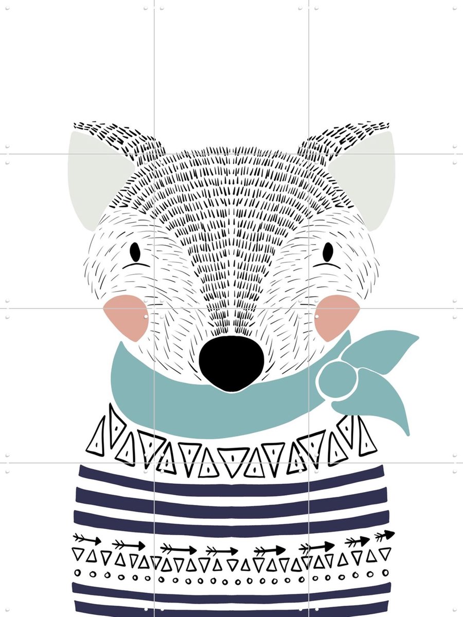 IXXI Little Scandinavian Fox, BAINAI - 60 x 80 cm - Gratis ophangtool - Grote wanddecoratie en posters Babykamer, Kinderkamer, Kinderen