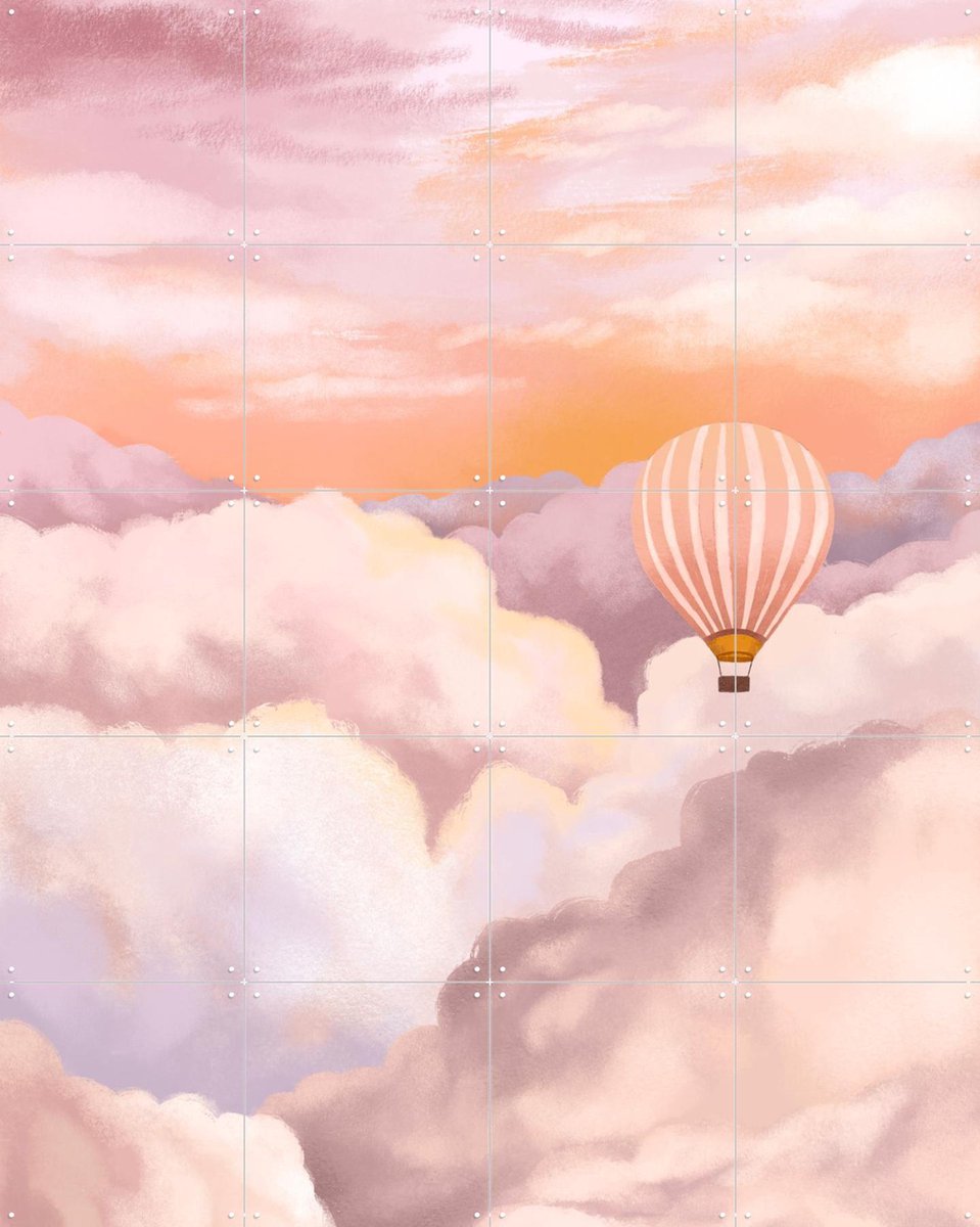 IXXI In the Clouds, Goed Blauw - 80 x 100 cm - Gratis ophangtool - Grote wanddecoratie en posters - Aquarel, Illustraties, Woonkamer, Lucht, Wolken