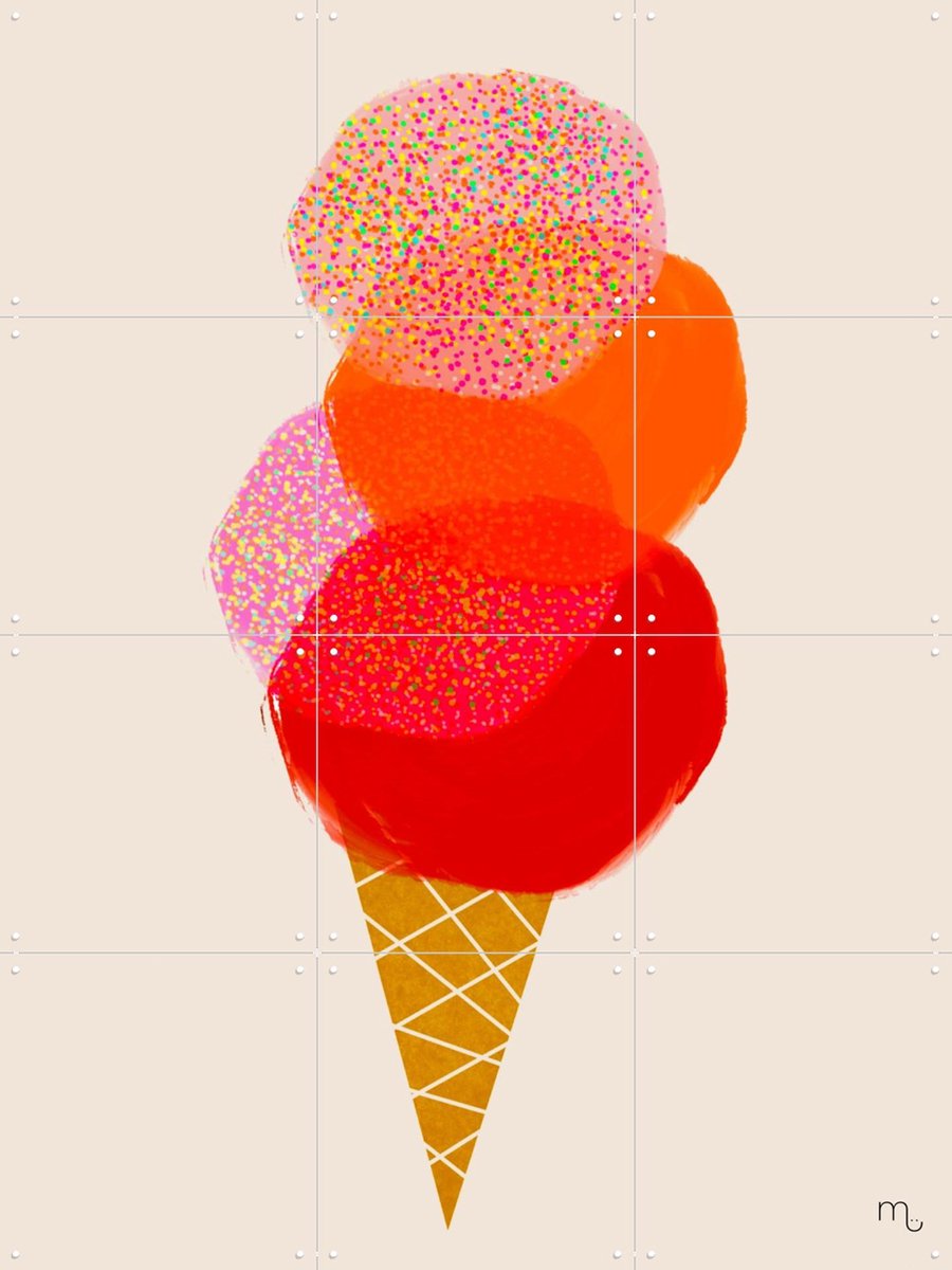 IXXI Discodip, Stadse Spruiten | door Miek illustreert - 60 x 80 cm - Gratis ophangtool - Grote wanddecoratie en posters - Kleurrijk, Illustraties