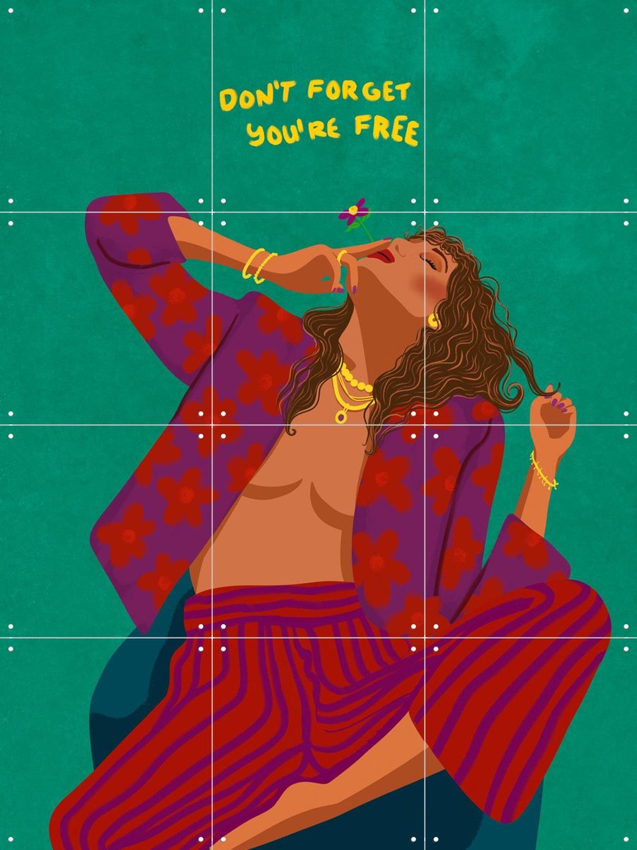 IXXI Free, Raissa Oltmanns - 60 x 80 cm - Gratis ophangtool - Grote wanddecoratie en posters - Grafisch Ontwerp, Kleurrijk, Speels, Illustraties