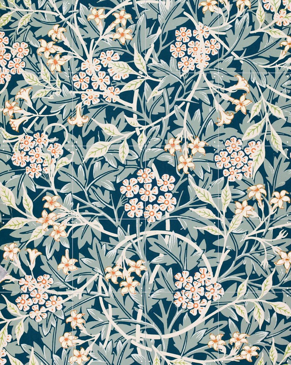 IXXI Jasmine blue, William Morris & Victoria and Albert Museum - 80 x 100 cm - Gratis ophangtool - Grote wanddecoratie en posters - Illustraties