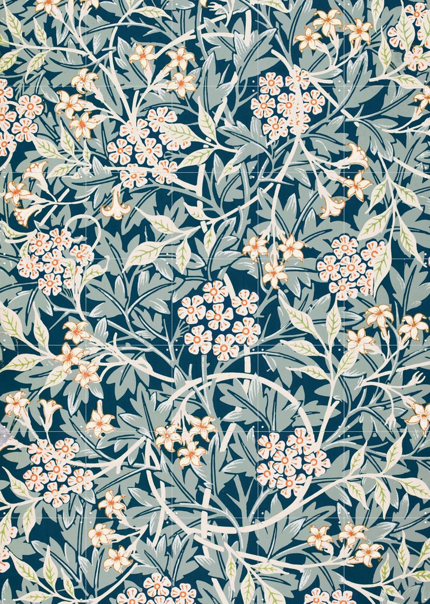 IXXI Jasmine blue, William Morris & Victoria and Albert Museum - 100 x 140 cm - Gratis ophangtool - Grote wanddecoratie en posters - Illustraties