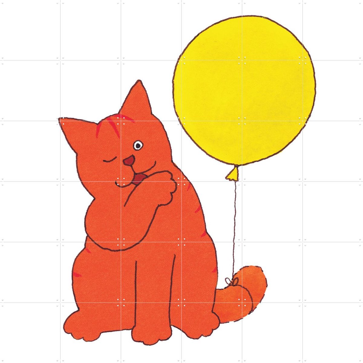 IXXI Dikkie Dik met Ballon, Dikkie Dik - 120 x 120 cm - Gratis ophangtool - Grote wanddecoratie en posters - Illustraties, Speels, Kleurrijk