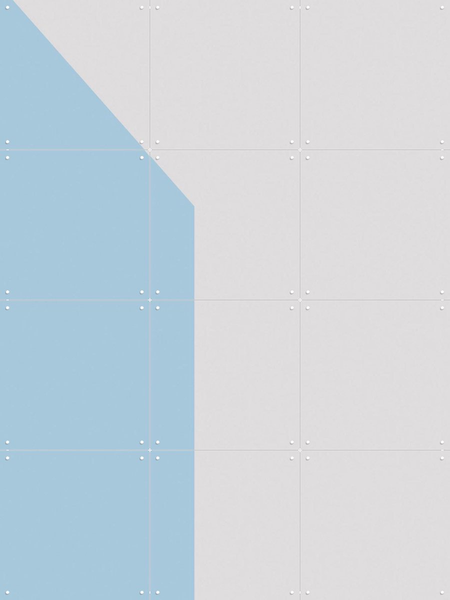 IXXI Color blocking - Grey Blue, Allon Dery - 60 x 80 cm - Gratis ophangtool - Grote wanddecoratie en posters - Grafisch Ontwerp, Abstract, Mancave