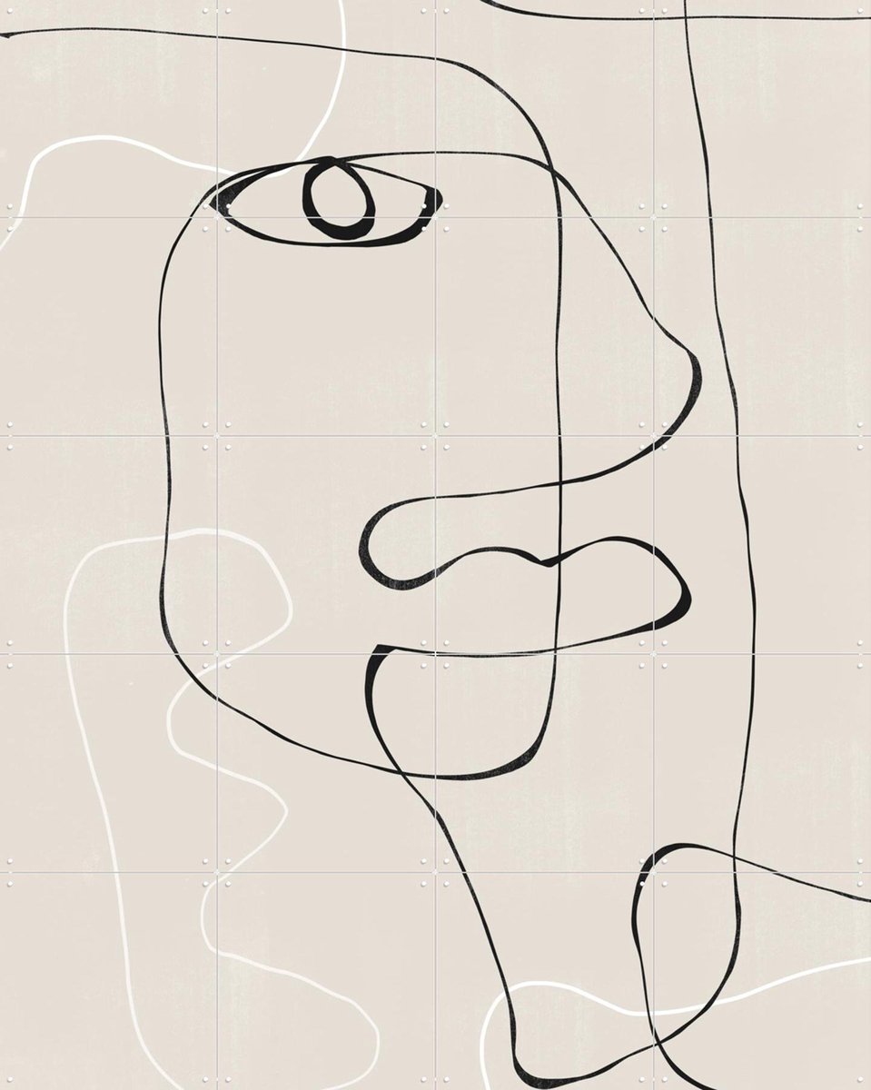 IXXI Abstract Face No1., The Miuus Studio & Various - 80 x 100 cm - Gratis ophangtool - Grote wanddecoratie en posters - Line art, Minimalisme