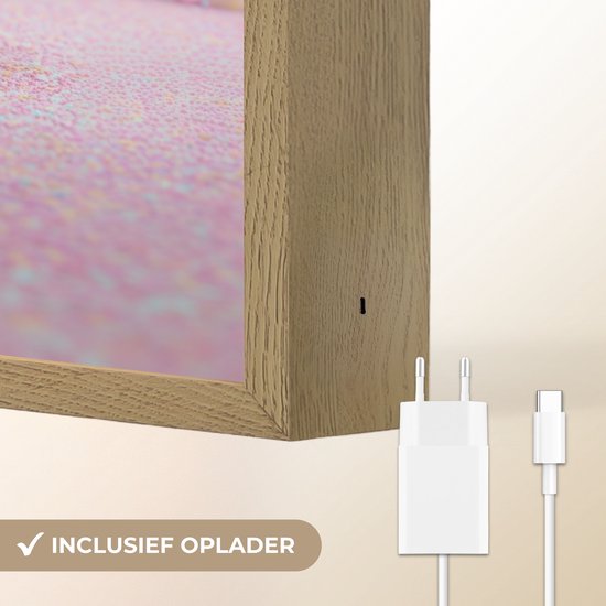 Nachtlampje 30x40 cm - Kinder lamp - Monster - Pastel - Roze - Snoep - Tafellamp kinderkamer draadloos - Slaapkamer lampje - Bedlamp kinderen - Kinderlampje - Wandlamp babykamer - Nachtlampjes van Merkloos — afbeelding 5