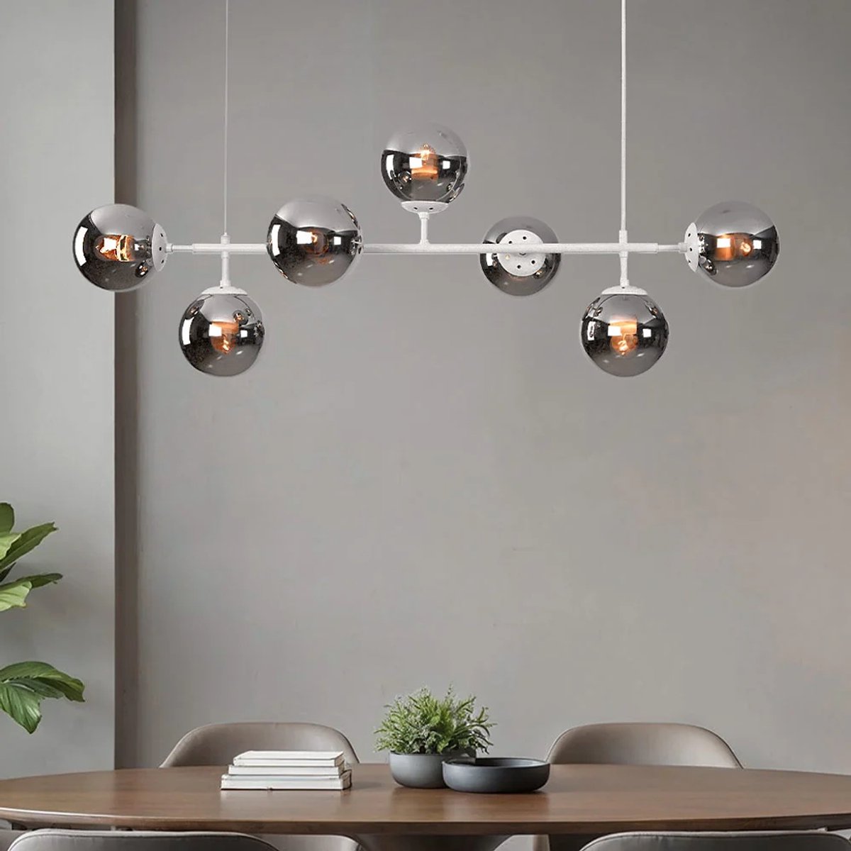 LumenXL LumenXL Design hanglamp 7-lichts Hepta wit - smoke glas