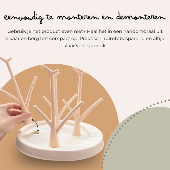 Jikkies® - Flessen Droogrek - Baby Flessenrek - Afdruiprek Baby - Droogrek - Flessendroogrek - Drying Rack - Beige van Jikkies — afbeelding 5