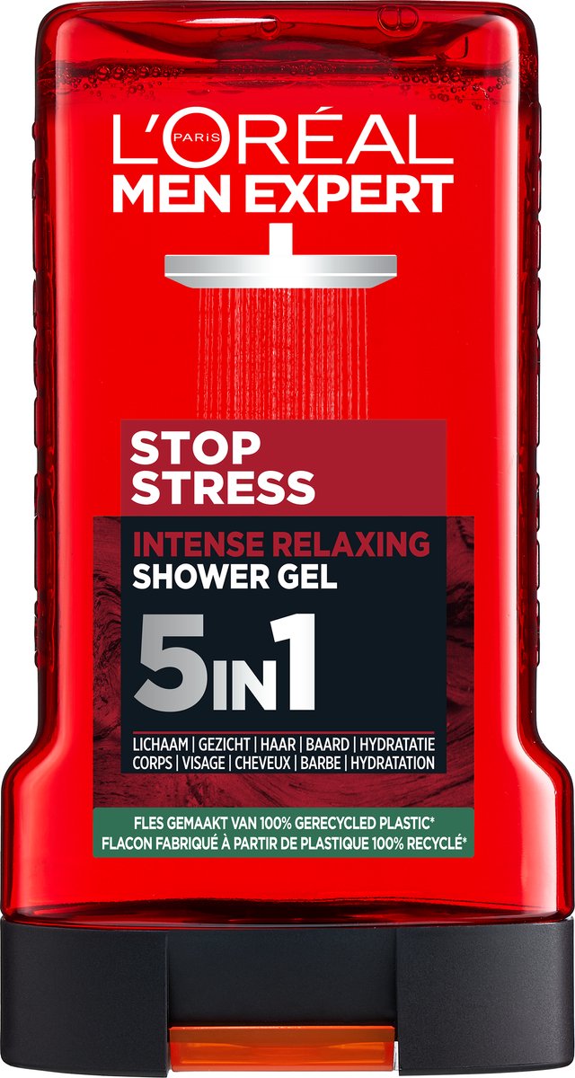 Men Expert Stop Stress Shower Gel - Onmiddelijk ontspannend anti-stressgevoel voor lichaam & geest - 5in1 formule - 250ml x6