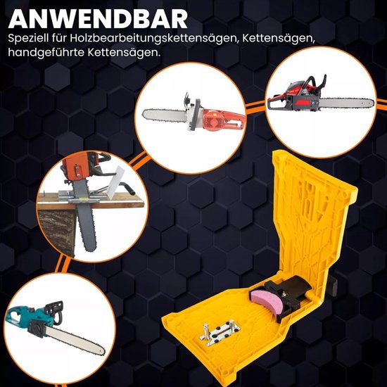 Kettingslijper - Voor alle soorten kettingzagen en elektrische zagen - Kettingzaagslijpers - Kettingzaag slijper - 22x14x4cm - Tanden Slijper - Slijper vijltafel - Geel — afbeelding 5