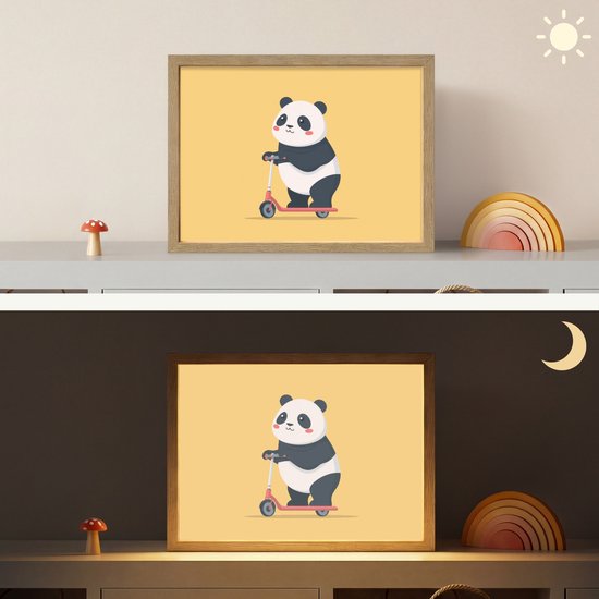 Nachtlampje 40x30 cm - Kinder lamp - Panda - Step - Geel - Tafellamp kinderkamer draadloos - Slaapkamer lampje - Bedlamp kinderen - Kinderlampje - Wandlamp babykamer - Nachtlampjes van Merkloos — afbeelding 4