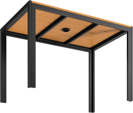 Clevich Gartentisch 110x70 Cm – Aluminium & WPC, Wetterfest, Rechteckig, Für Terrasse & Balkon, Braun, Belastbarkeit 80 Kg