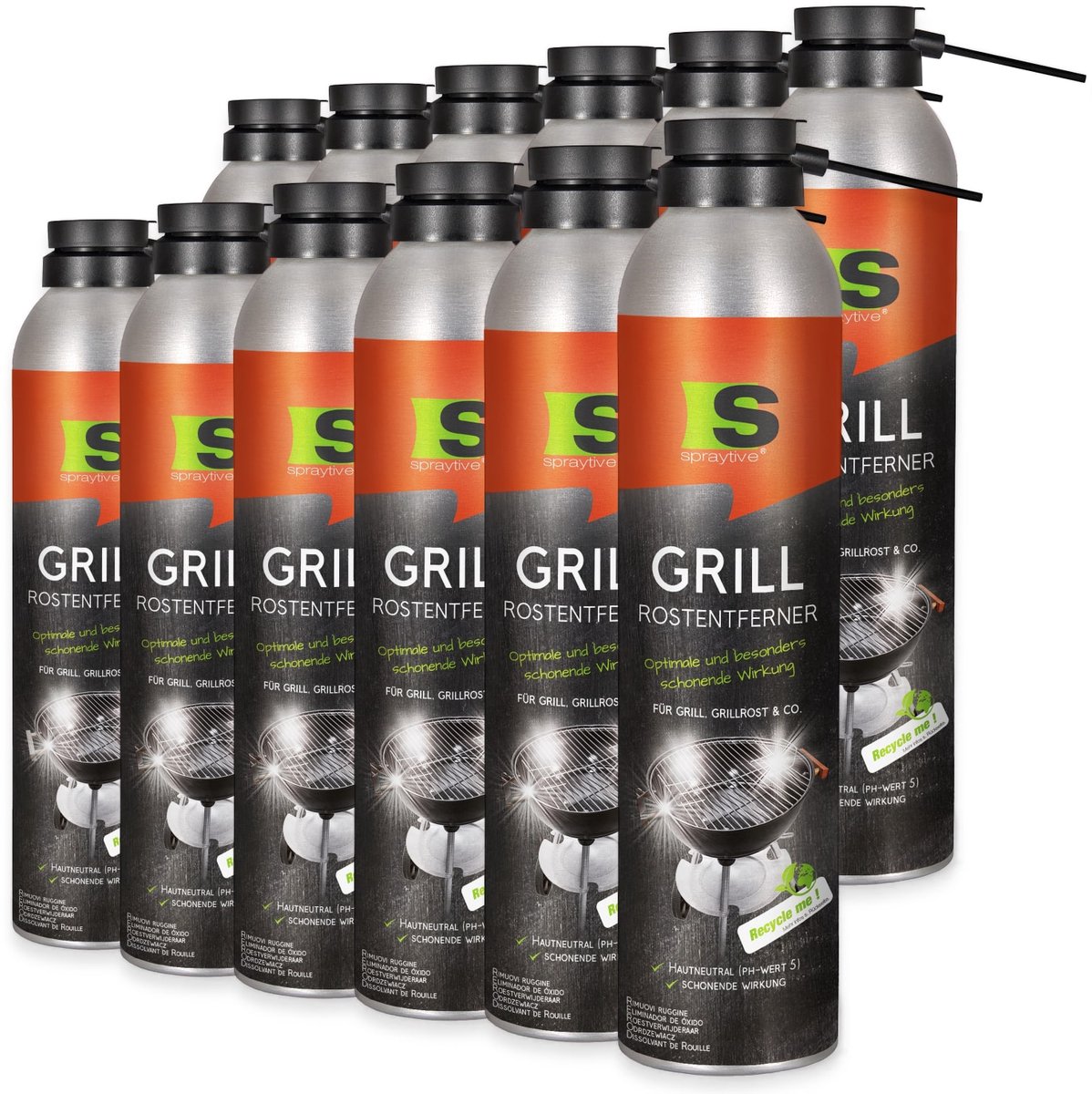 Spraytive 12x 300ml roestverwijderaar spray voor BBQ grillrooster en metaal 2in1 reiniger met roestbescherming pH neutraal