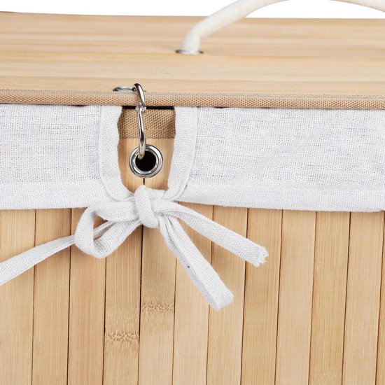 Relaxdays Wasmand Met Deksel - 2 Vakken - Bamboe Was   72 Liter   Mand Voor Wasgoed Zwart 527509207