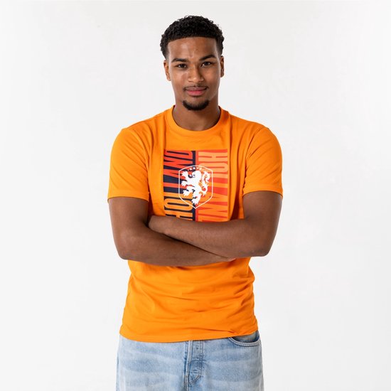 T-shirt Big Logo Équipe Nationale Néerlandaise Homme - Taille M - Orange - KNVB - Vêtements de Fan - Marchandise Officielle - Football - T-shirt de Fan