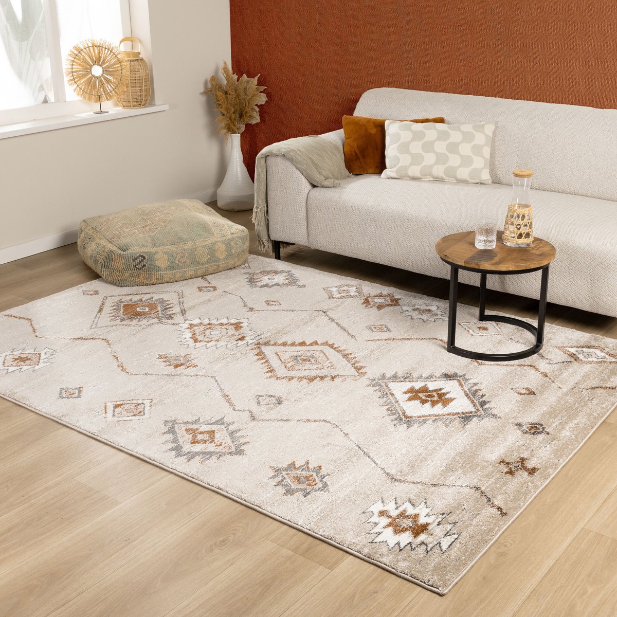Fraai Berber vloerkleed - Blend Aztec Beige - 160x230cm