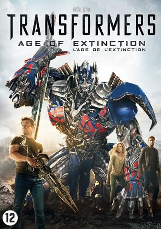 Transformers: Age of Extinction DVD hoes met Optimus Prime en de menselijke cast.