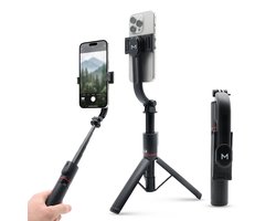 MONOS Pro Selfiestick & Tripod – 1 Meter Uitschuifbaar – Bluetooth Afstandsbediening – Lichtgewicht & Opvouwbaar – Universele Telefoonhouder - Travel Selfie Stick – Zwart