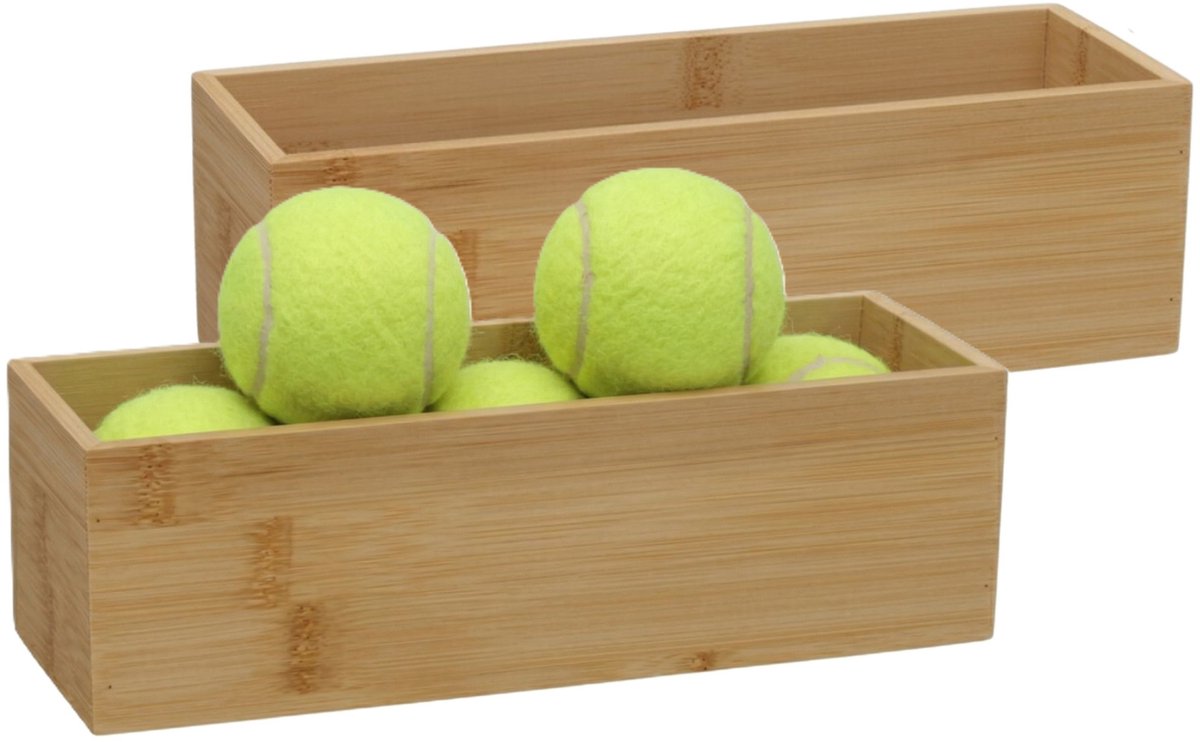 5Five 5Five houten bakje - 2x - organizer - bamboe - 23 x 8 x 7 cm - kast en lade verdelers - opslag - sorteerbakje