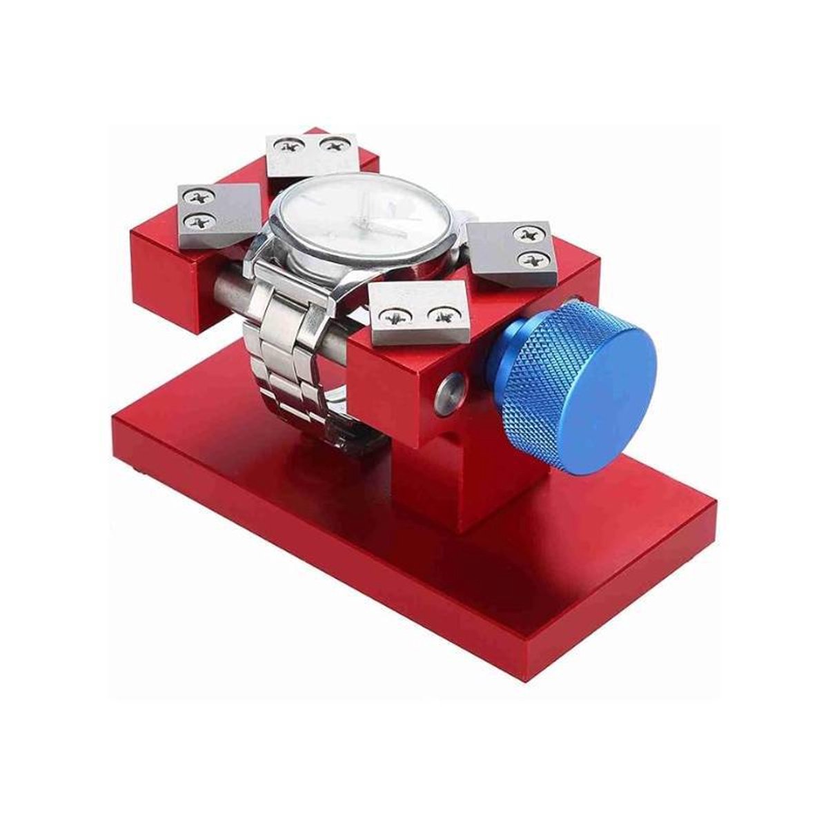 Rood en zilverkleurig gereedschap voor het openen van de horlogebezel - gereedschap voor het openen van de bezel - roestvrijstalen gereedschap - eenvoudig te gebruiken voor het repareren van de achterkant van horlogekasten van 38-40 mm.