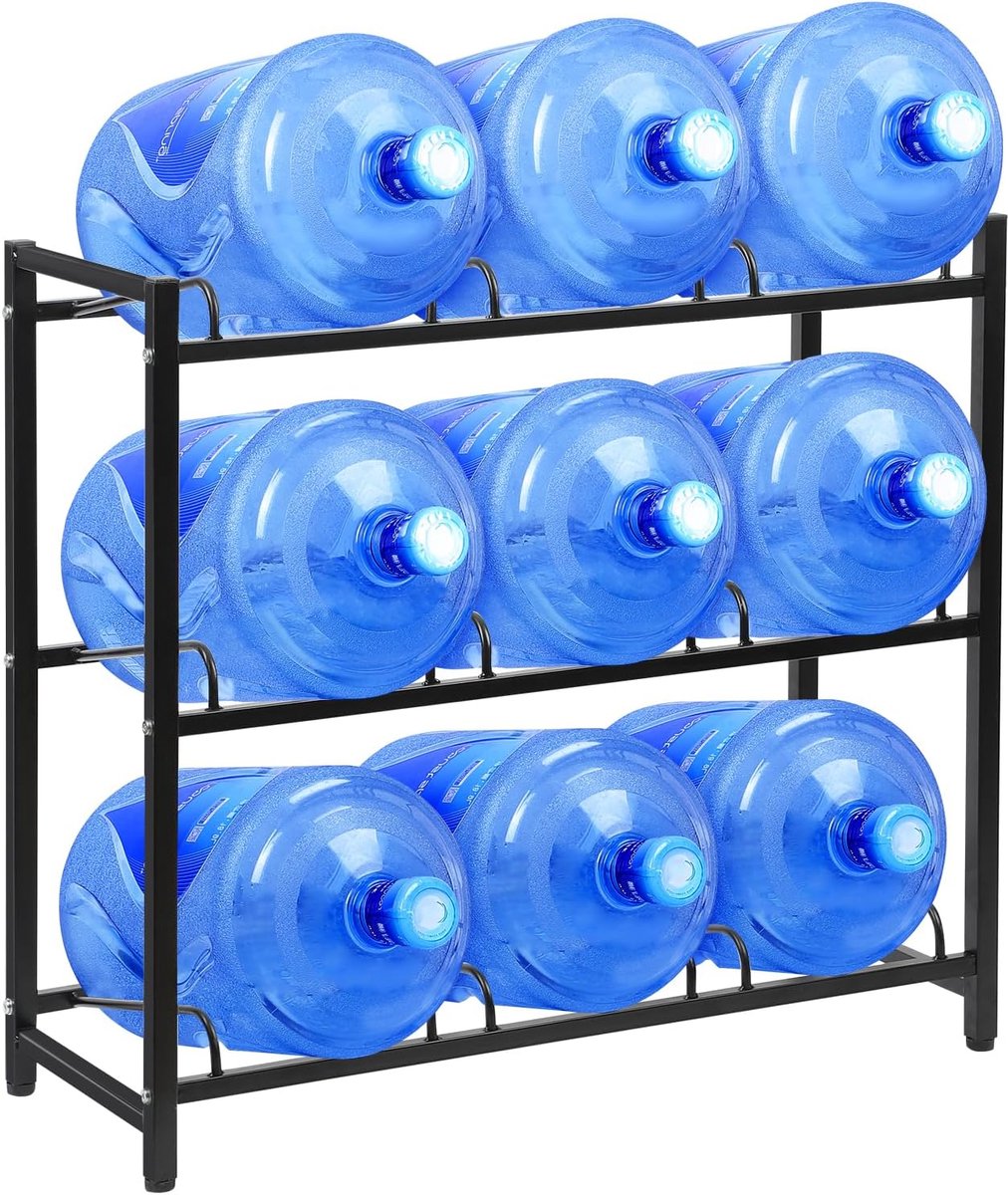 Waterkruik Houder - Waterfles Opslag - Ruimte Besparen - Kantel Ontwerp - 3 Tier - Zwart