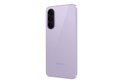 Paarse Samsung Galaxy A37 5G smartphone, schuin van achteren gezien, met drievoudige camera.