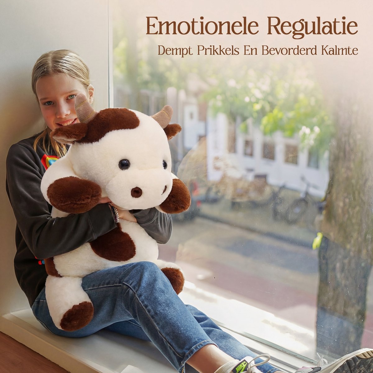 Big Baloo Verzwaringsknuffel Koe 2,5KG/70CM - Verzwaarde Zware Anxiety Knuffel - Weighted stuffed animal voor Kind & Volwassenen — afbeelding 2