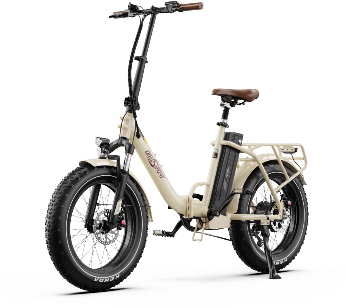 ONESPORT OT16Max Opvouwbare Elektrische Fiets – 864Wh Accu – Actieradius tot 120 km –20×4.0 Inch Fatbike – Aluminium Lage Instapframe – Shimano 7 Versnellingen – Hydraulische Schijfremmen – Max. Belasting 120 kg – Stads E-bike – Crèmewit – foto 2