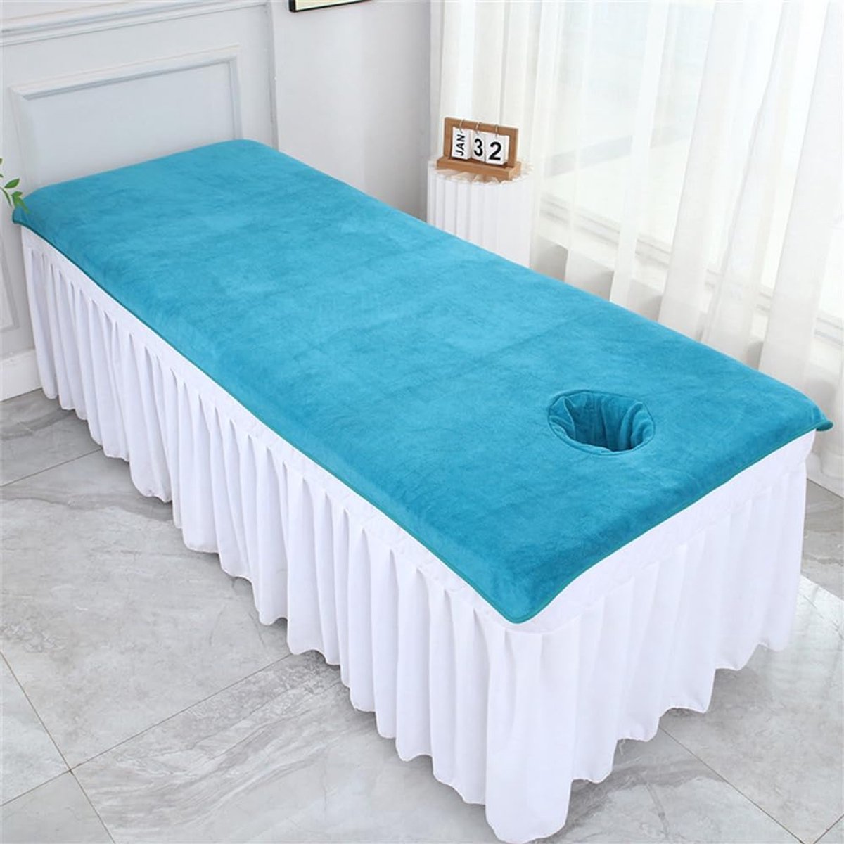 Massagehoes - Beautybed hoes - Spa Behandelingen - Ademgat voor gezicht - 80 x 180 cm - Groenblauw