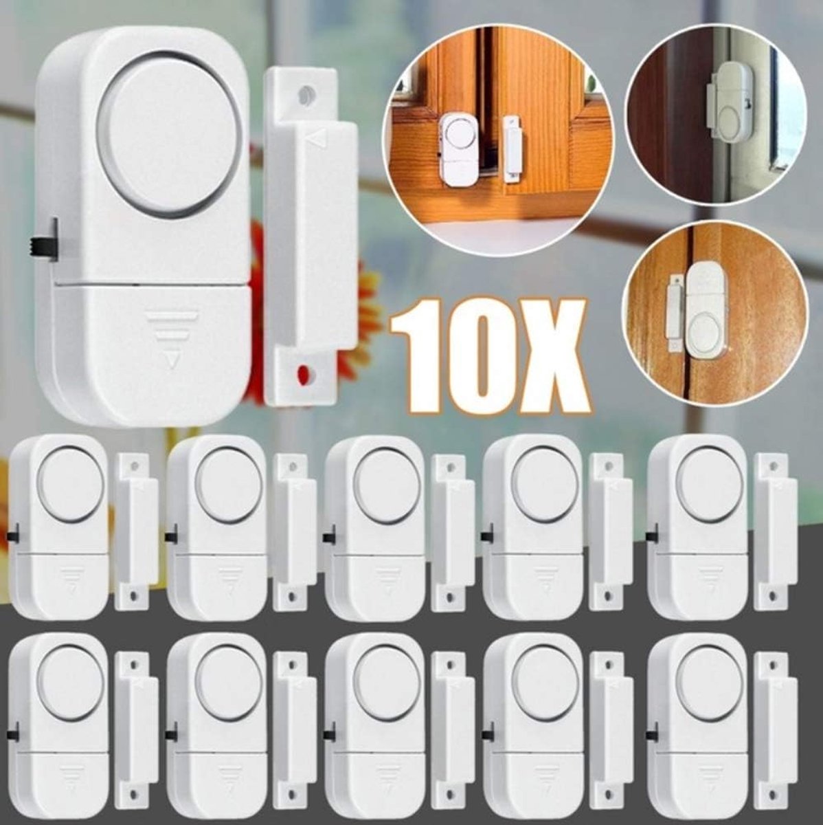 Alarmsysteem Magneet Contacten - Draadloze Sensoren - Beveiliging Thuis - 10 Stuks Set - Geel