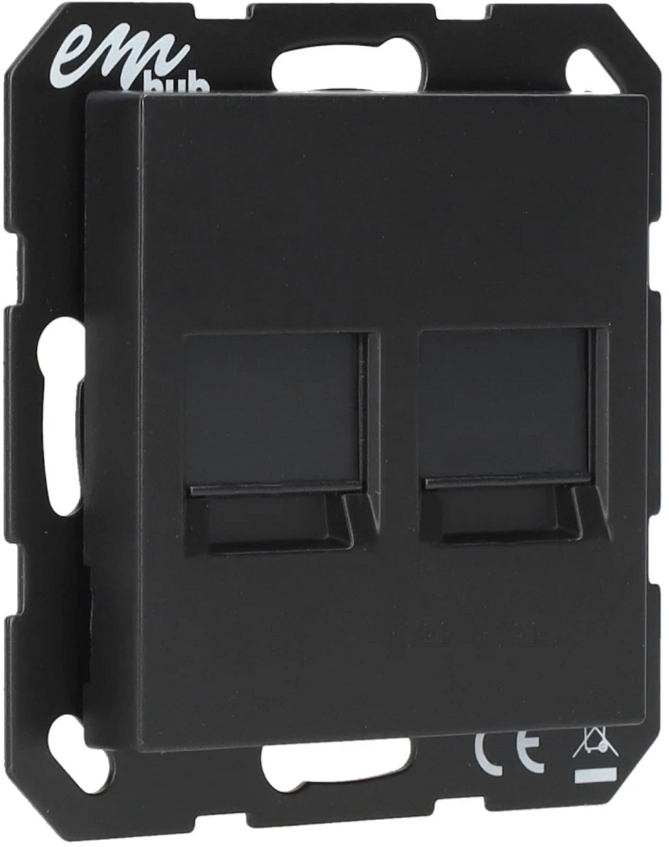 EMhub centraalplaat met 2-voudig Modular Jack 2-voudig - Neo55/Vivo55 mat zwart (4090021)