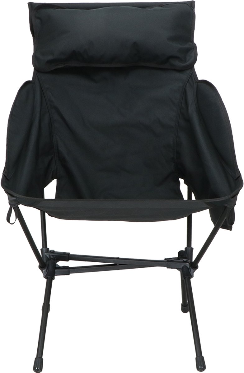 Travellife Finn Campingstoel Relax Lichtgewicht Zwart - Compact opvouwbaar - Comfortabel hoofdkussen - Inclusief draagtas