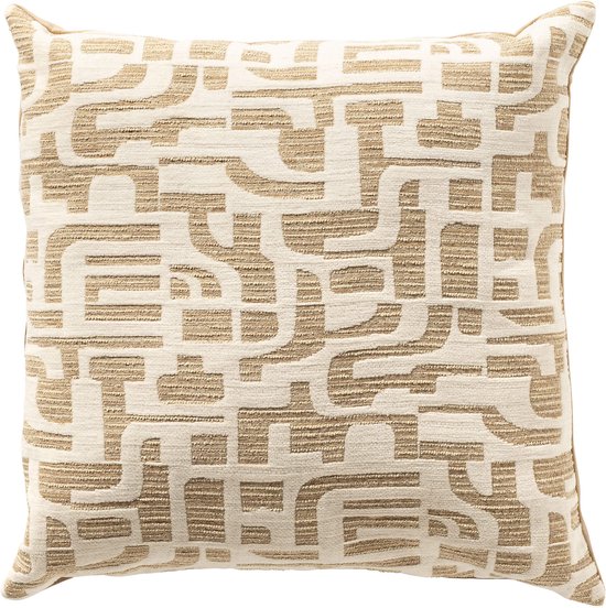 Dutch Decor FABIA - sierkussen 45x45 cm - Incense - bruin, wit - Inclusief binnenkussen - Luxe kussens voor woonkamer & bank