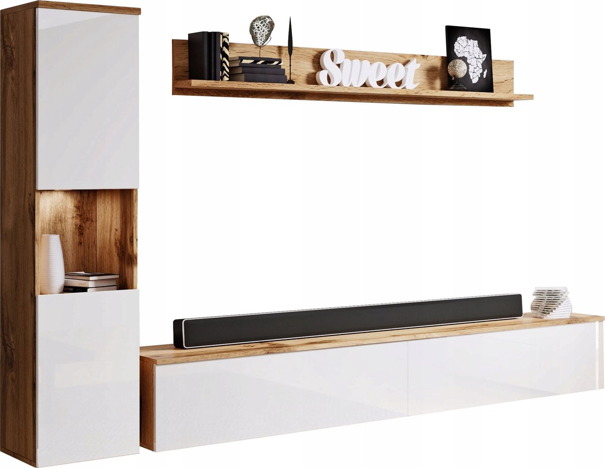 ModernHome Living - Woonwandset - Mat corpus - Hoogglans fronten - LED-optie