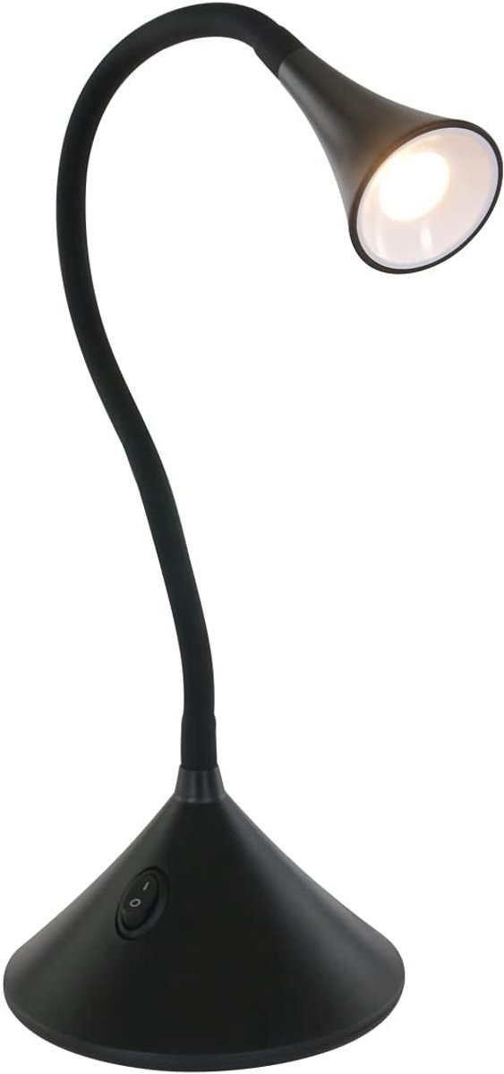 Moderne Zwarte LED Tafellamp en Wandlamp met Kunststof Kap