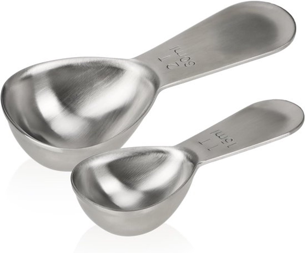 Candala 2x koffieschepjes van roestvrij staal - met ergonomisch handva