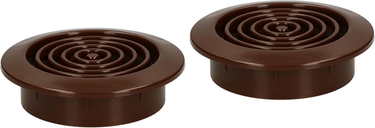 2x Ronde Ventilatie Rooster Bruin met Insectengaas Ø 45 mm