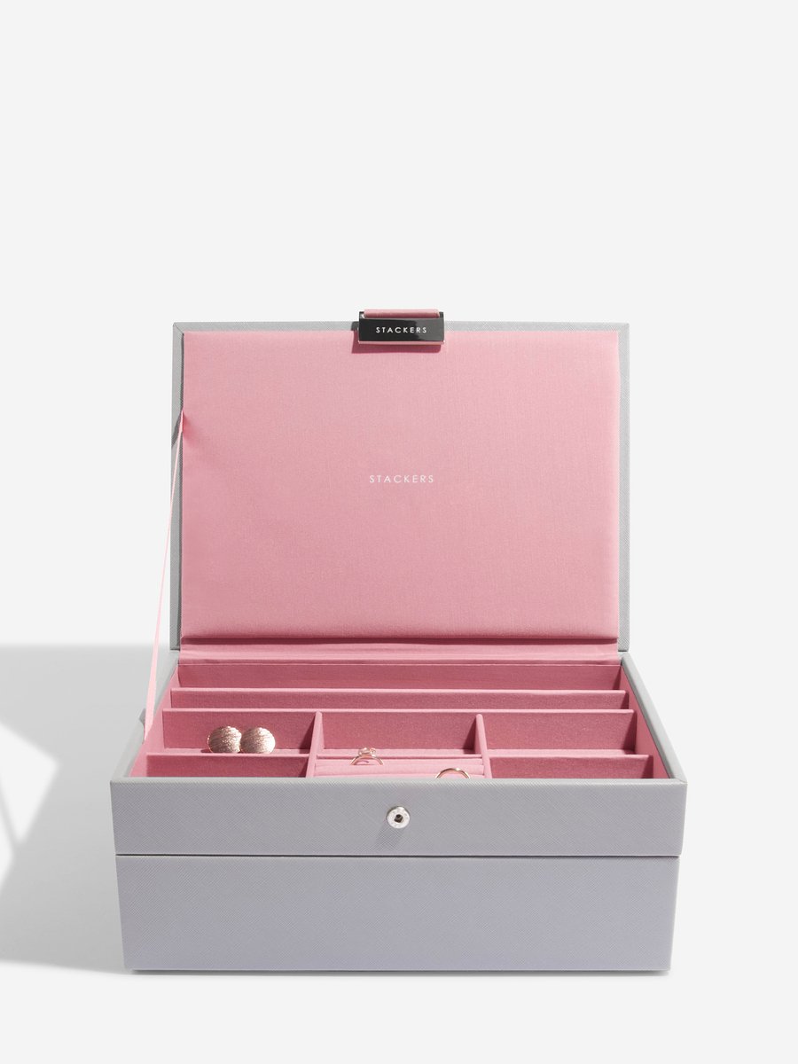 STACKERS GREY & ROSE - Sieradendoos - Juwelendoos - Sieradenhouder - Sieraden Organizer - 2-set