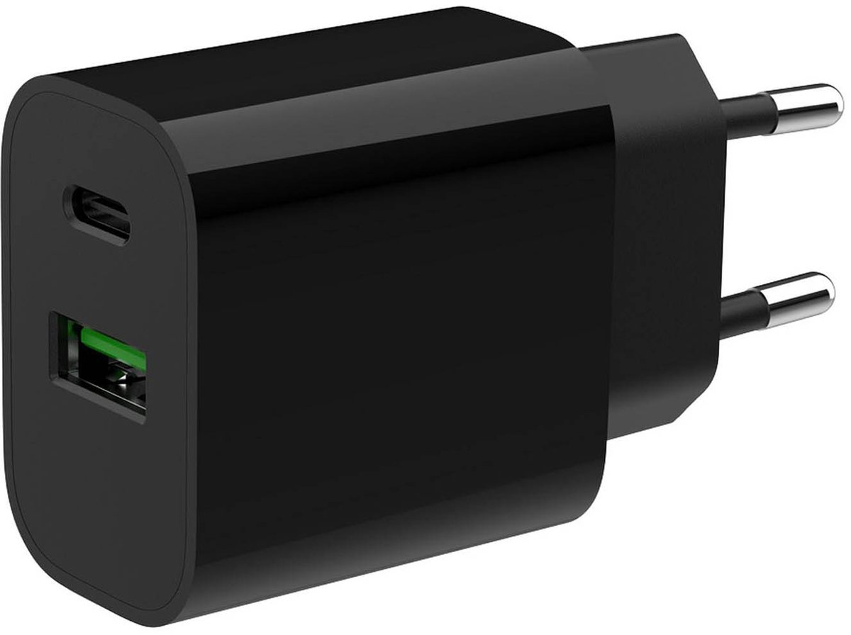 Gembird USB Snellader - 2-Poorts Universele Oplader - USB-C en USB-A 20W - Zwart