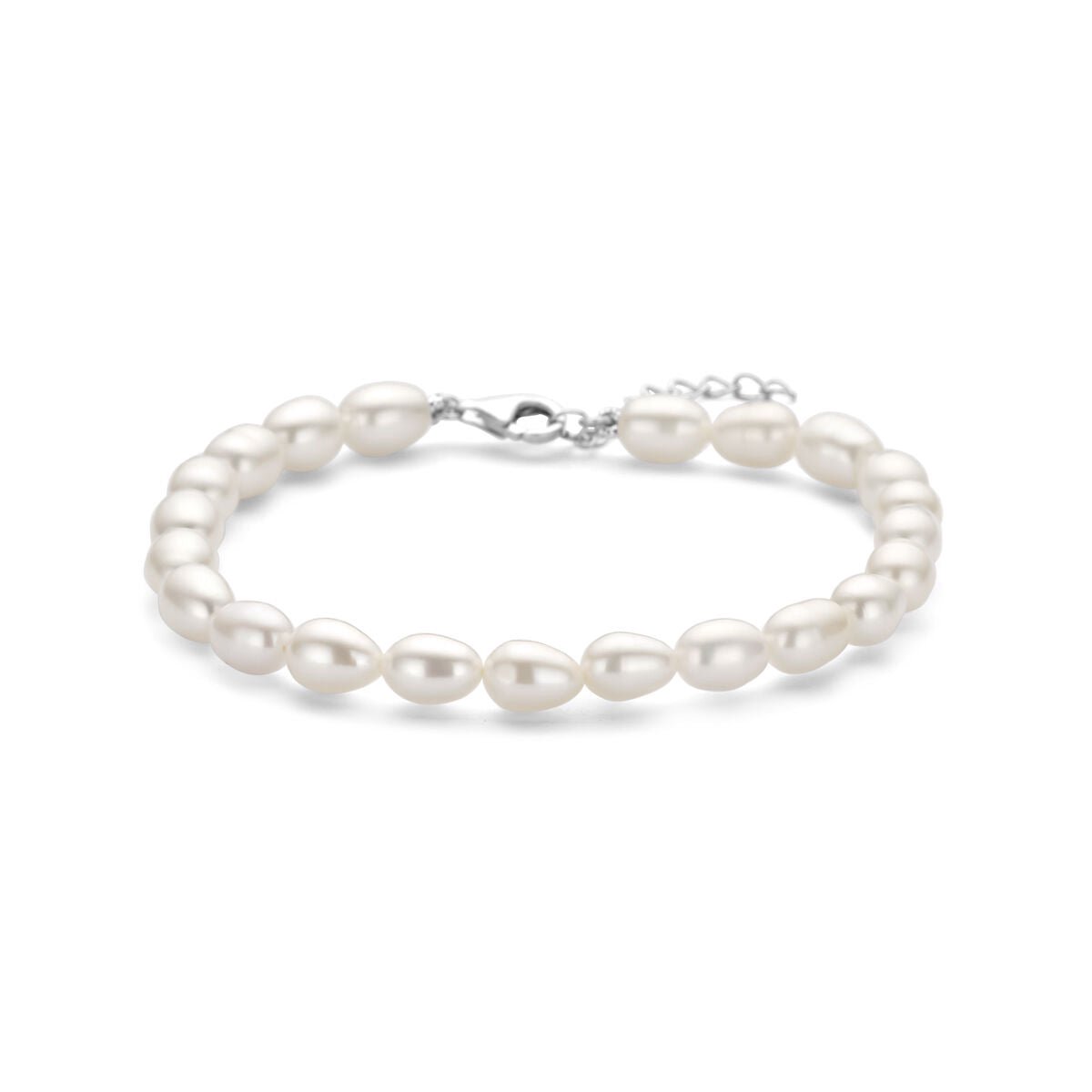Zilver gerhodineerde armband parels 18 + 3 cm - 1341371