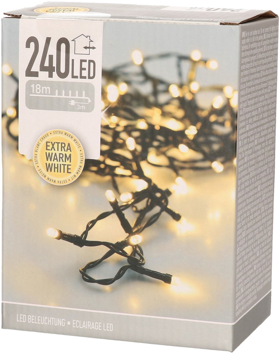 Bol.com KerstXL LED verlichting - 18 meter – 240 LED lampjes – extra warm wit - voor binnen & buiten aanbieding