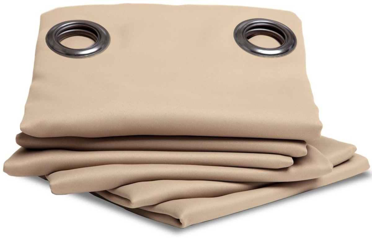 MOONDREAM LumenControl™ Verduisteringsgordijn | Licht+zonwering | EU-fabricaat | Oogjes | Beige MC651 | 140 x 350 (BxH) cm