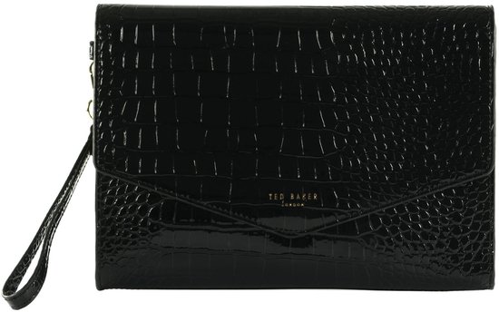 Ted Baker pochette sac à poignet Wesslie Croc Effect Icon Envelope Pouch Black noir