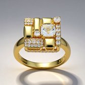 Cavill Bague en Argent avec Topaze Blanche et Zircone Scintillante - Design Moderne, Taille Coussin Antique, Argent Sterling Plaqué