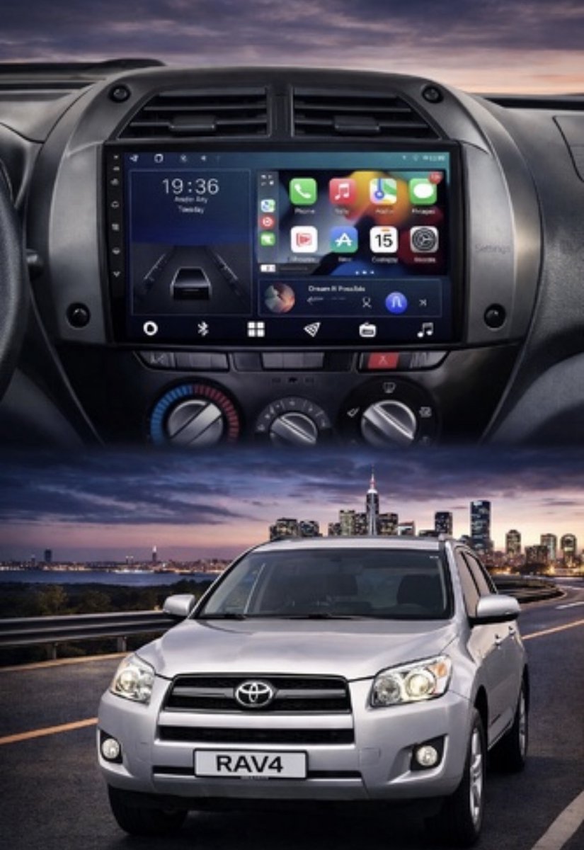 ADIVOX T2 9 inch geschikt voor Toyota RAV4 2000-2004 Android 15 CarPlay/Auto/Wifi/RDS/DSP/NAV/5G/DAB+