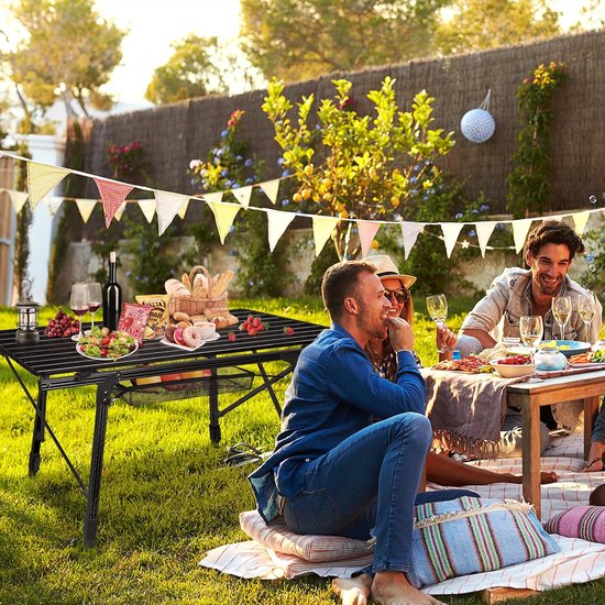 90x52cm Opvouwbare Campingtafel, 45cm-68cm in Hoogte Verstelbaar, Buffettafel Belasting tot 30kg, Aluminium Vouwtafels met Inklapbaar Tafelblad en Draagtas, Zwart Klaptafel voor Strand/Picknick/Balkon/Tuin, NAIZY van Merkloos — afbeelding 4